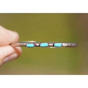 Old Pawn Native American Indian‎ Sterling Silver Turqiouse Child's Cuff Bracelet